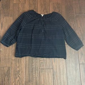 Nice blue top with white dots